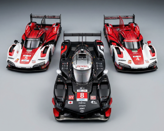 3 scale models of Toyota and Porsche WEC Le Mans 2025