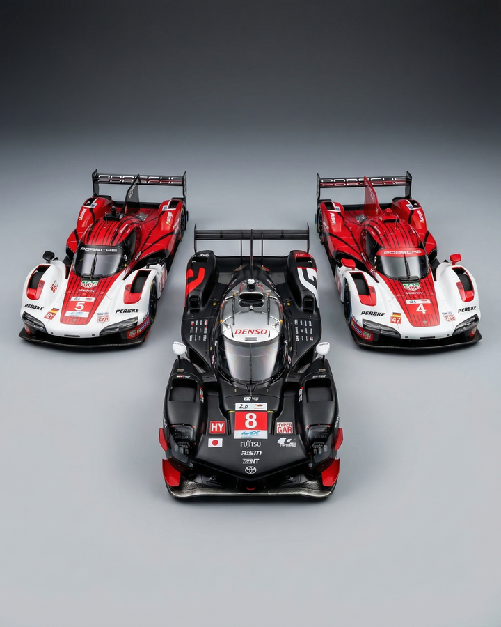 3 scale models of Toyota and Porsche WEC Le Mans 2025