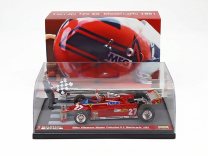 FERRARI - DIORAMA - F1 126CK N 27 WINNER MONACO GP 1981 GILLES VILLENEUVE WITH FIGURES - GILLES VILLENEUVE WINNER COLLECTION