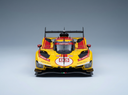 FERRARI - 499P 3.0L TURBO V6 TEAM AF CORSE N 83 WINNER 24h LE MANS 2025 ROBERT KUBICA - PHIL HANSON - YIFEI YE - CON VETRINA - WITH SHOWCASE - YELLOW RED