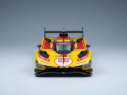 Gelbes Ferrari-Modellauto im Maßstab 1:83 mit Orlen- und Richard-Mille-Logo, präsentiert von Vroomi für Sammler.