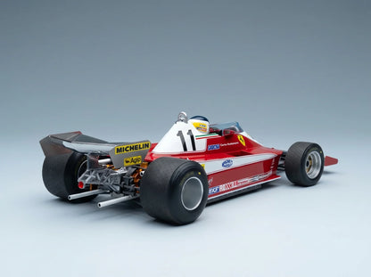 FERRARI – F1 312T3 N 11, SIEGER DES BRITISCHEN GRAND PRIX (mit Fahrerfigur) 1978 CARLOS REUTEMANN – ROT-WEISS Modellauto auf Vroomi