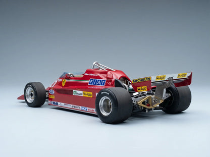 Rotes Ferrari-F1-Modellauto im Maßstab 1:1 mit Sponsorenaufklebern, präsentiert von Vroomi für Sammler