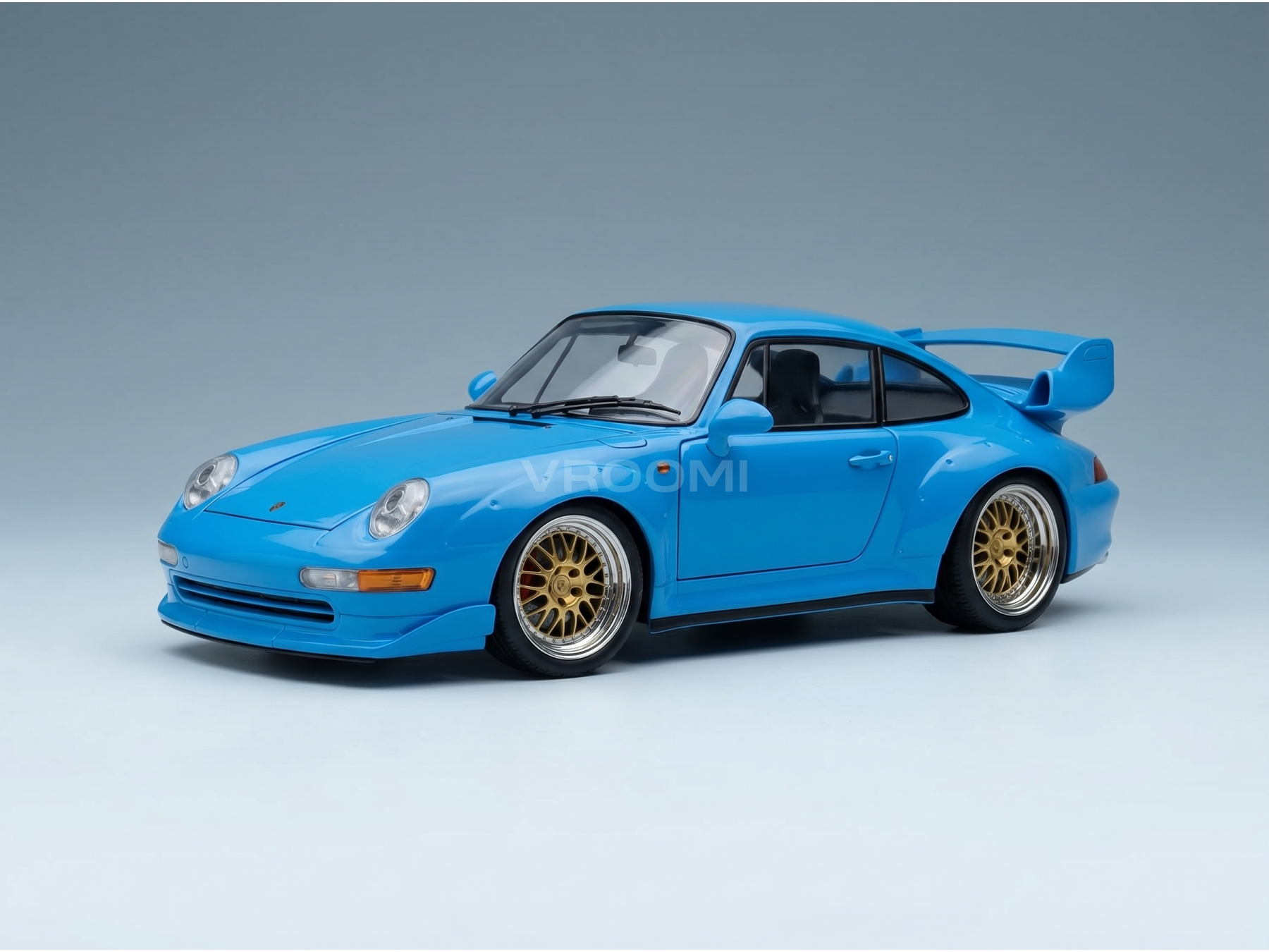 Porsche 911 993 GT2 Coupé 1996 Light Blue BBS Rims KK Scale 1:12 scale model