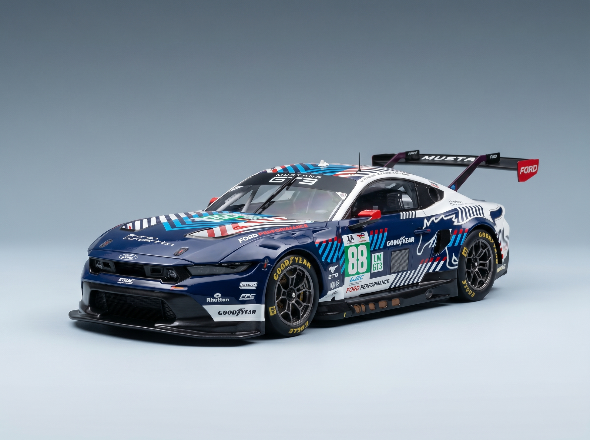 FORD USA - MUSTANG GT3 5.4L V8 TEAM PROTON COMPETITION N 88 24h LE MANS 2025 STEFANO GATTUSO - GIAMMARCO LEVORATO - DENNIS OLSEN - BLACK WHITE Scale model car on Vroomi