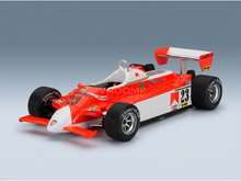 Red and white Alfa Romeo Formula 1 scale model car #23, featuring Goodyear tires and Agip logos, from Vroomi