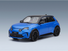 Blue Alpine A290 scale model car from Vroomi, featuring black rims and sleek design