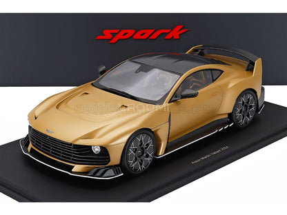 Gold Aston Martin Valiant 2024 scale model car by Spark, displayed on black base — Vroomi