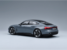 Gray Audi RS e-tron GT scale model car from Vroomi, showcasing sleek design and detailed wheels.