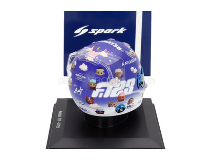 Spark 1:2 scale model car helmet, British GP 2023, featuring colorful decals and Vroomi collectible design