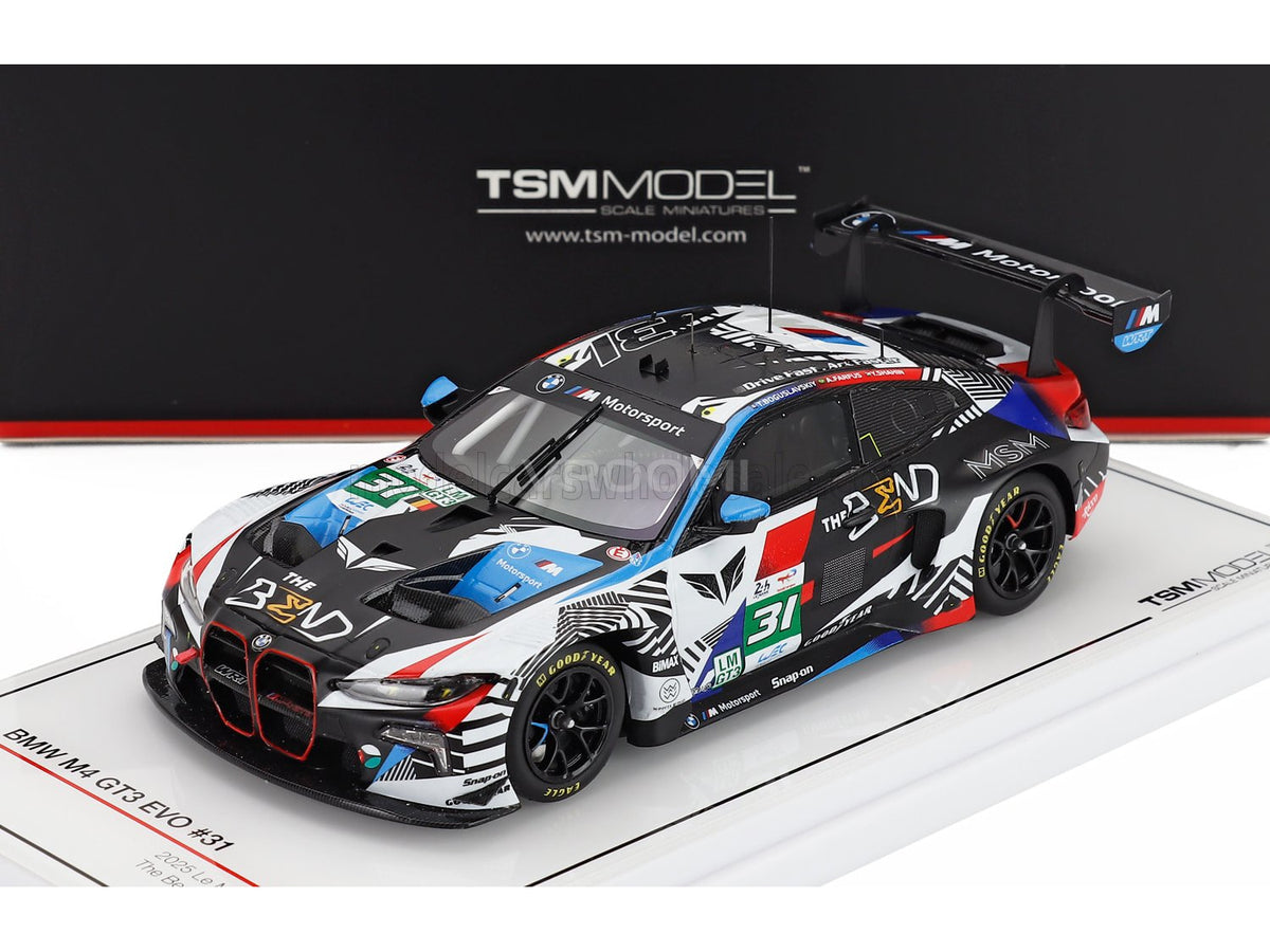 BMW M4 GT3 EVO #31 scale model car by TSM Model, displayed at Vroomi for collectors and motorsport fans.