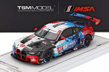 BMW - SÉRIE 4 M4 GT3 EVO DA EQUIPA PAUL MILLER RACING N.º 48 IMSA 24h de Daytona 2025 AUGUSTO FARFUS - DAN HARPER - MAX HESSE - JESSE KROHN - BRANCO PRETO VERMELHO AZUL Modelo em escala no Vroomi