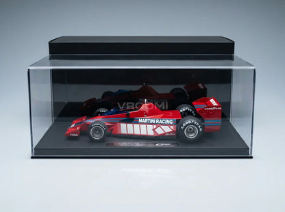 BRABHAM | F1 BT46 ALFA ROMEO PROTOTYPE MARTINI RACING N 0 1977 - CON VETRINA - MET VITRINE Vroomi Schaalmodellenwinkel