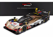 modellino Cadillac Hertz in scala 38 modellino Vroomi, replica dettagliata in metallo pressofuso con livrea da gara e adesivi degli sponsor