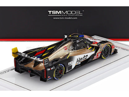 TSM Model 1/18 scale model car of Cadillac V-Series.R race car, featuring Hertz livery, displayed at Vroomi