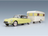 Yellow Citroën DS scale model car towing vintage trailer, collectible die-cast from Vroomi