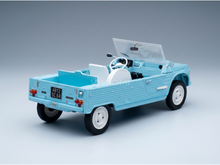 Light blue Citroën Méhari scale model car with white interior, showcased by Vroomi for collectors.
