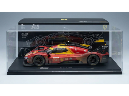 Rood Ferrari 499P-schaalmodel in vitrine, Vroomi-verzamelaarseditie