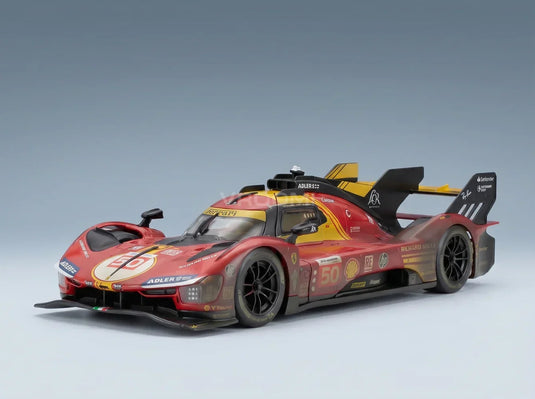 FERRARI | 499P 3,0 L TURBO V6 EQUIPO FERRARI AF CORSE N.º 50, GANADOR DE LAS 24 HORAS DE LE MANS (VERSIÓN POSTERIOR A LA CARRERA) 2024 ANTONIO FUOCO - MIGUEL MOLINA - NICKLAS NIELSEN - ROJO - CON VITRINA Tienda de maquetas de coches a escala Vroomi