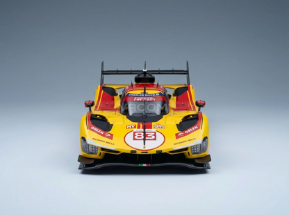 FERRARI - 499P 3.0L TURBO V6 TEAM AF CORSE N 83 WINNER 24h LE MANS 2025 ROBERT KUBICA - PHIL HANSON - YIFEI YE - CON VETRINA - WITH SHOWCASE - YELLOW RED Scale model car on Vroomi