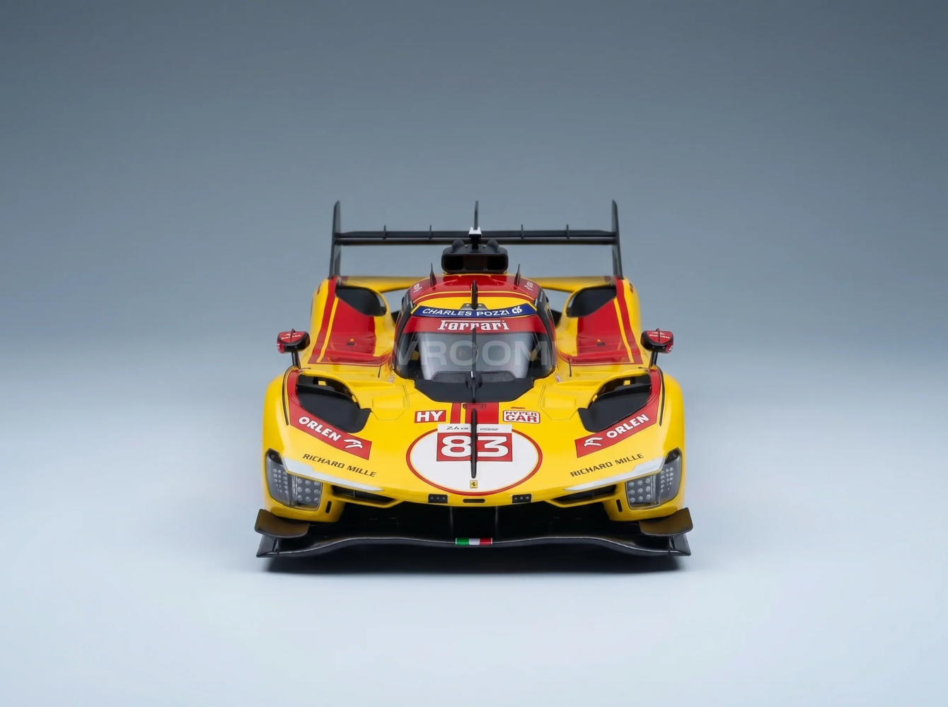 FERRARI - 499P 3.0L TURBO V6 TEAM AF CORSE N 83 WINNER 24h LE MANS 2025 ROBERT KUBICA - PHIL HANSON - YIFEI YE - CON VETRINA - WITH SHOWCASE - YELLOW RED Scale model car on Vroomi
