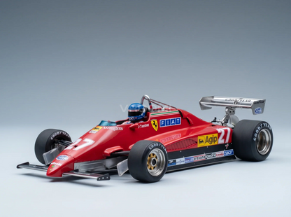 FERRARI - F1 126C2 (dernière version) N° 27, 2e Grand Prix d'Italie à Monza (avec figurine du pilote) 1982 PATRICK TAMBAY - ROUGE Maquette de voiture sur Vroomi