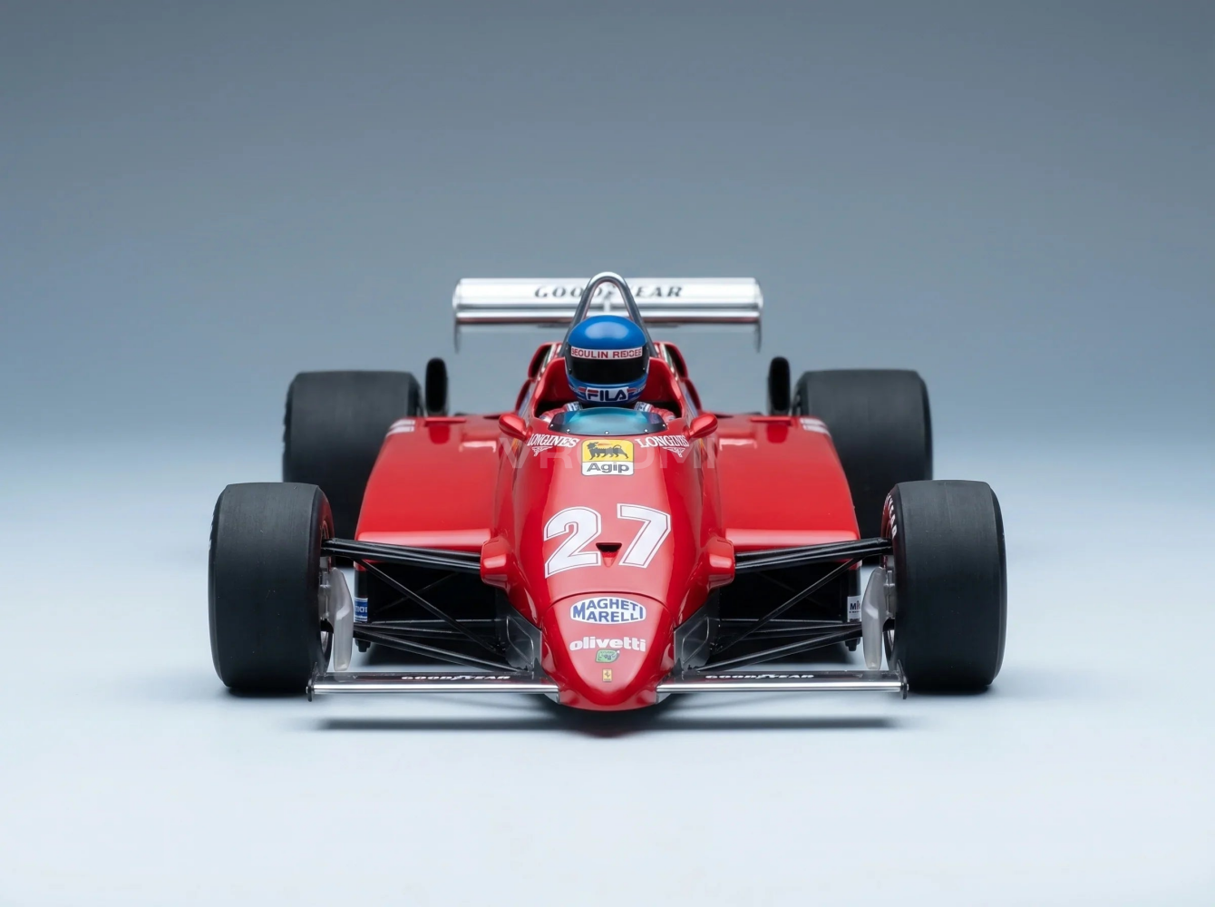 FERRARI - F1 126C2 (dernière version) N° 27, 2e Grand Prix d'Italie à Monza (avec figurine du pilote) 1982 PATRICK TAMBAY - ROUGE Maquette de voiture sur Vroomi
