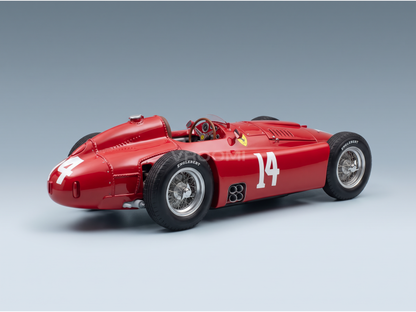 Red Ferrari 14 scale model car with Englebert tires, showcased by Vroomi for collectors