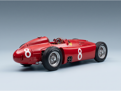 Red Ferrari 8 scale model car with Englebert tires, showcased by Vroomi for collectors.