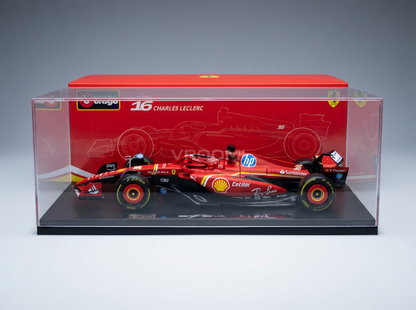 FERRARI | F1  SF-24 EQUIPO SCUDERIA FERRARI N.º 16 4.º GP DE EMILIA ROMAGNA EN IMOLA 2024 CHARLES LECLERC - CON VITRINA