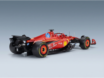 Maqueta a escala de un Ferrari F1 rojo con los logotipos de Shell, Ray-Ban y HP — Réplica de coleccionista de Vroomi