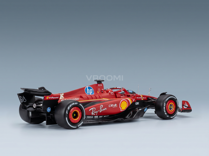 FERRARI - F1  SF-24 DEL EQUIPO SCUDERIA FERRARI N.º 16, GANADOR DEL GP DE MÓNACO 2024, CHARLES LECLERC - CON FIGURA DEL PILOTO Y VITRINA - ROJO Y NEGRO