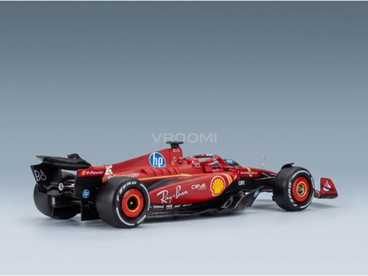 Maquette de voiture de Formule 1 rouge arborant les logos Shell, Ray-Ban et HP — Réplique de collection Vroomi
