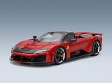 FERRARI - F80 2024 - CARBON SILVER RIMS - CON VETRINA - WITH SHOWCASE - ROSSO SUPERCAR - RED MET BLACK