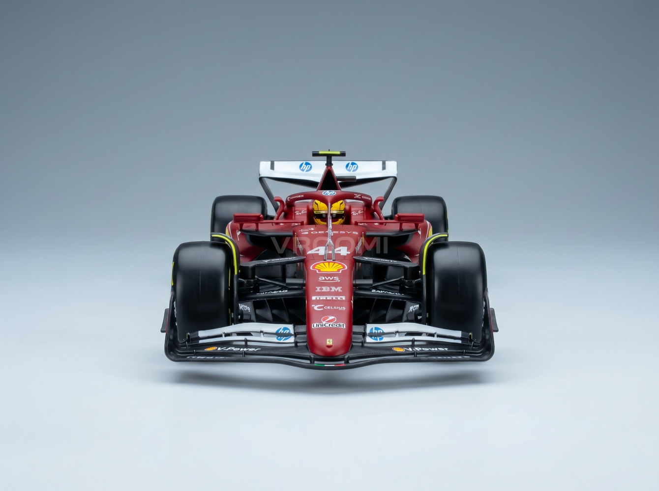 FERRARI - WITH SHOWCASE - F1 SF-25 TEAM SCUDERIA FERRARI HP N 44 SEASON 2025 LEWIS HAMILTON - RED Scale model car on Vroomi