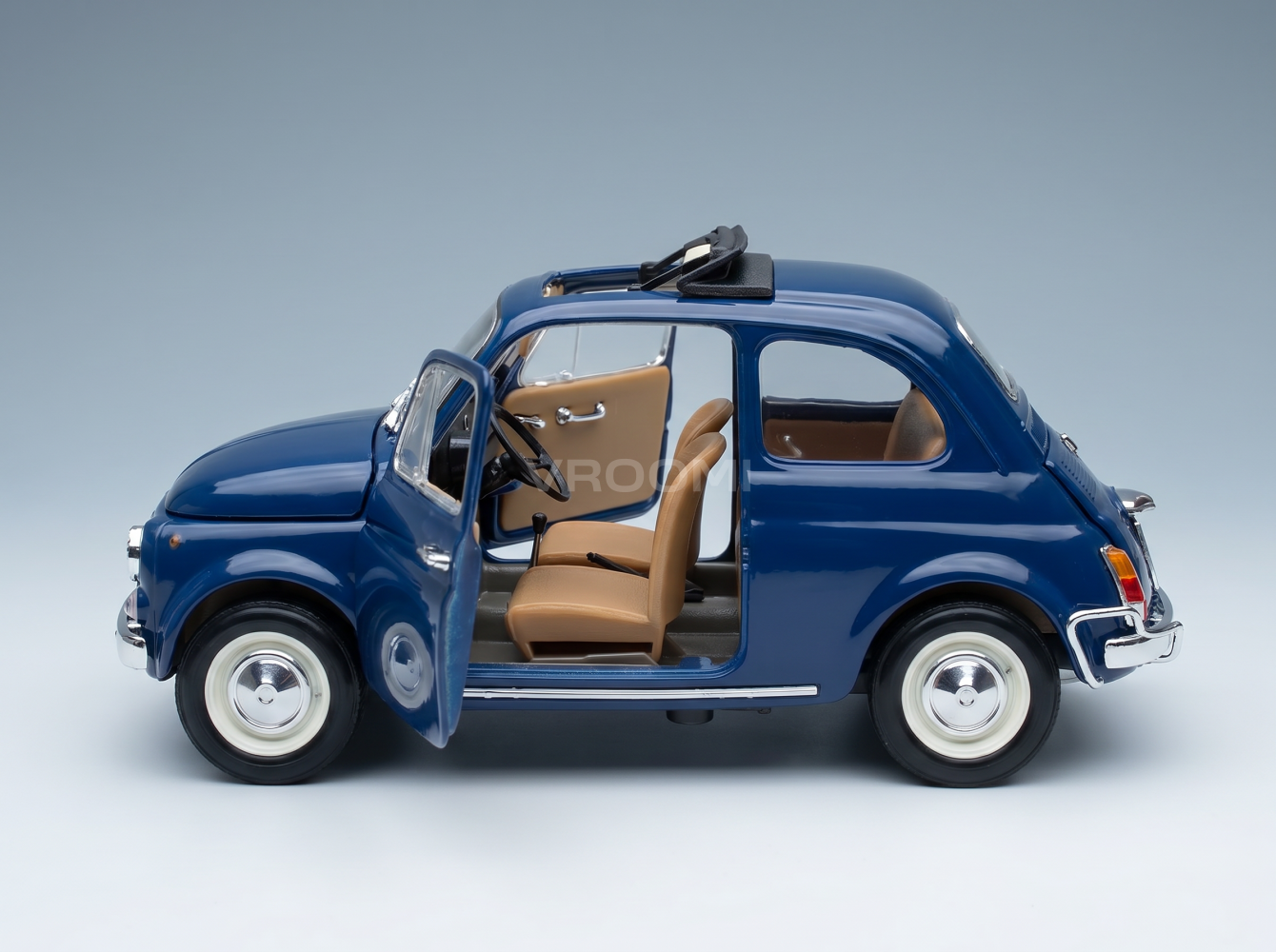 FIAT - 500L OPEN ROOF 1968 - BLAUW Schaalmodel op Vroomi