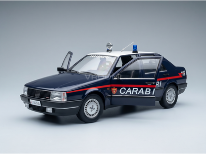 Carabinieri scale model car with open doors, blue lights, and Vroomi branding for collectors.