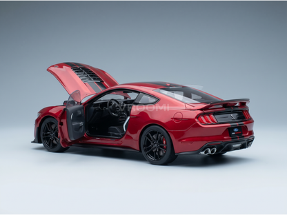 Red Ford Mustang Shelby GT500 scale model car with open doors and hood, detailed interior, black wheels — Vroomi