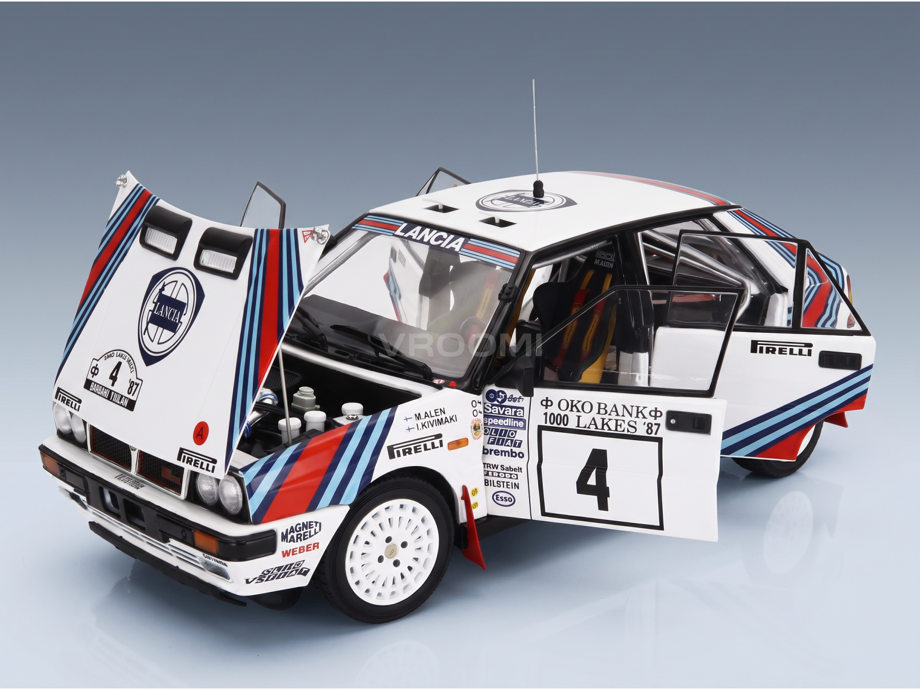 LANCIA - DELTA HF INTEGRALE 4WD TEAM LANCIA N 4 WINNER RALLY 1000 LAKES 1987 MARKKU ALEN - ILKKA KIVIMAKI - WHITE RED
