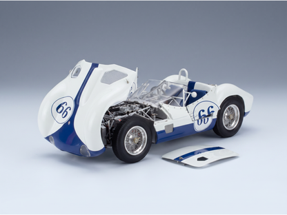 MASERATI - TIPO 61 2.9L S4 SPIDER BIRDCAGE N 66 WINNER CASTLE ROCK COLORADO SCCA 1960 JIM HALL - WHITE BLUE - RACING