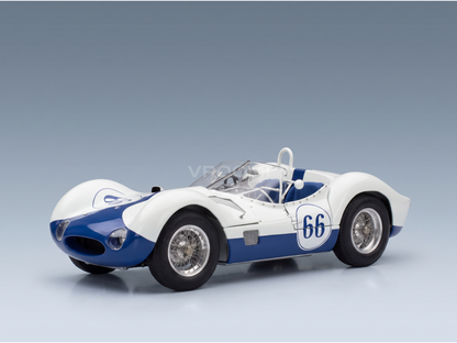 MASERATI - TIPO 61 2.9L S4 SPIDER BIRDCAGE N 66 WINNER CASTLE ROCK COLORADO SCCA 1960 JIM HALL - WHITE BLUE - RACING