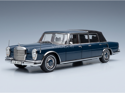 MERCEDES BENZ - S-KLASSE 600 PULLMAN (W100) LANDAULET MET ZACHTE KAP, HALFCABRIOLET 1969 - BLAUW - STRATAUTO'S
