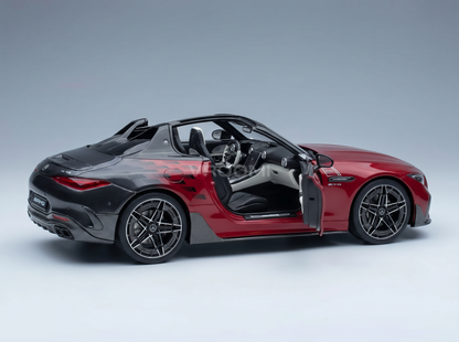MERCEDES BENZ - CLASSE SL AMG 4.0L V8 BITURBO 585 cv PureSpeed n 10 SPIDER DESCAPOTÁVEL 2025 - VERMELHO E PRETO - Modelo de carro em escala no Vroomi