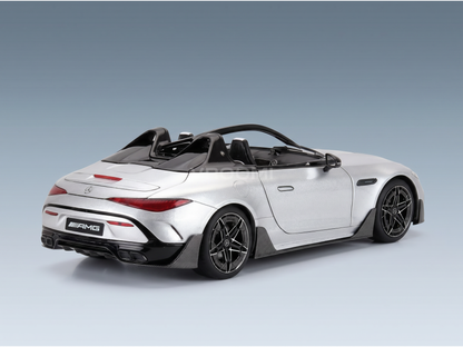 Silver Mercedes-AMG scale model car from Vroomi, showcasing sleek design and detailed craftsmanship.