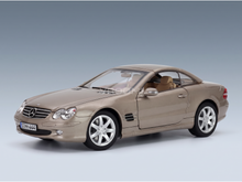 Mercedes-Benz SL-Class scale model car in beige, detailed interior and alloy wheels, Vroomi collection