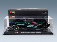 MERCEDES GP -  F1  W15 EQ PERFORMANCE TEAM AMG PETRONAS MOTORSPORT N 44 SEASON 2024 LEWIS HAMILTON - WITH PILOT AND SHOWCASE - BLACK SILVER GREEN
