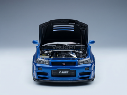 NISSAN - SKYLINE GT-R (R34) Z-TUNE 2002 - AZUL BAYSIDE CON DETALLES DE CARBONO
