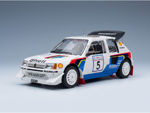 Peugeot 205 T16 Rally Scale Model Car by Vroomi, detailed with Shell, Michelin, and race number 5 livery