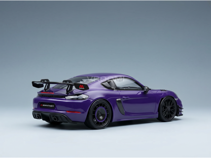 Purple Manthey scale model car showcased at Vroomi for collectors and motorsport fans.