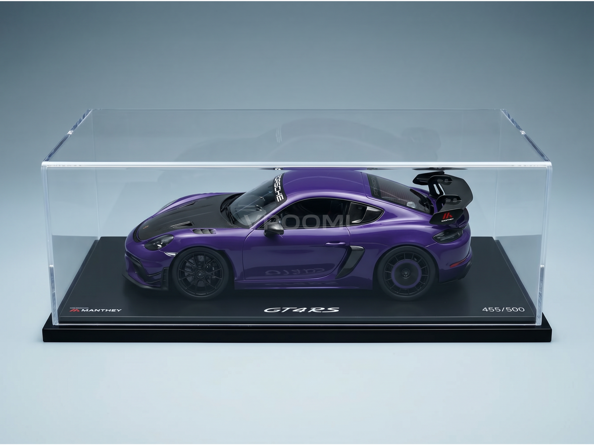 Porsche 718 (982) Cayman GT4 RS Manthey Kit 2024 Ultraviolet Purple Black with Showcase Spark Model 1:18 scale model - image 2